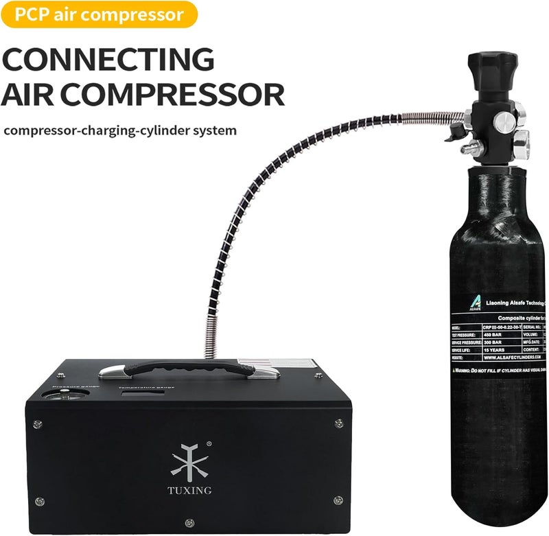 TUXING 4500Psi 13Cu in 220cc 0.22L Carbon Fiber Gas Cylinder, HPA Tank, Paintball Hunting PCP Air Rifle Gun Daystate and FX Thread M18*1.5 - Image 2